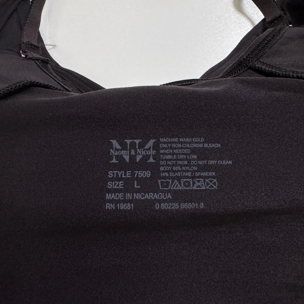 Naomi & Nicole Moderate Control Shapewear Cami Bra Large Black 7509 Molded Cup